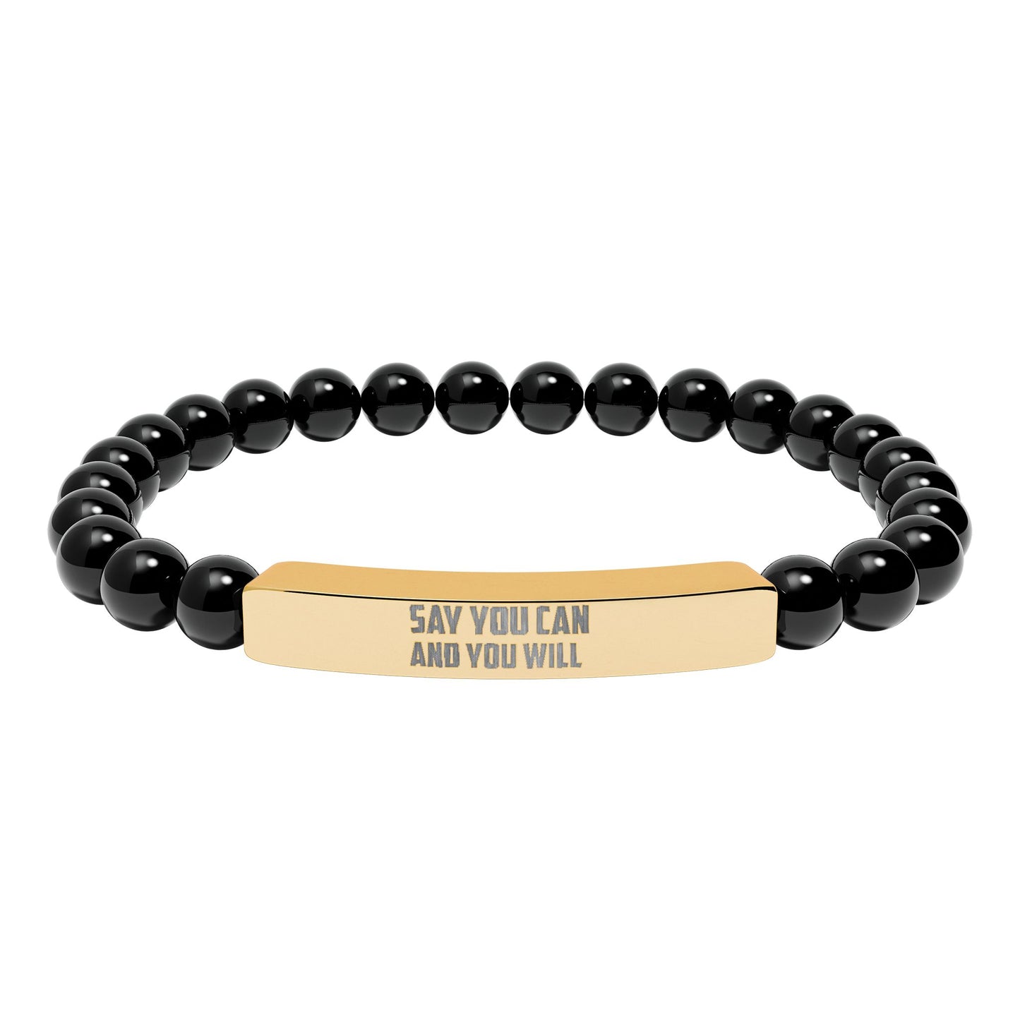 Natural Stone Stretch Bar Bracelet (Engraving)