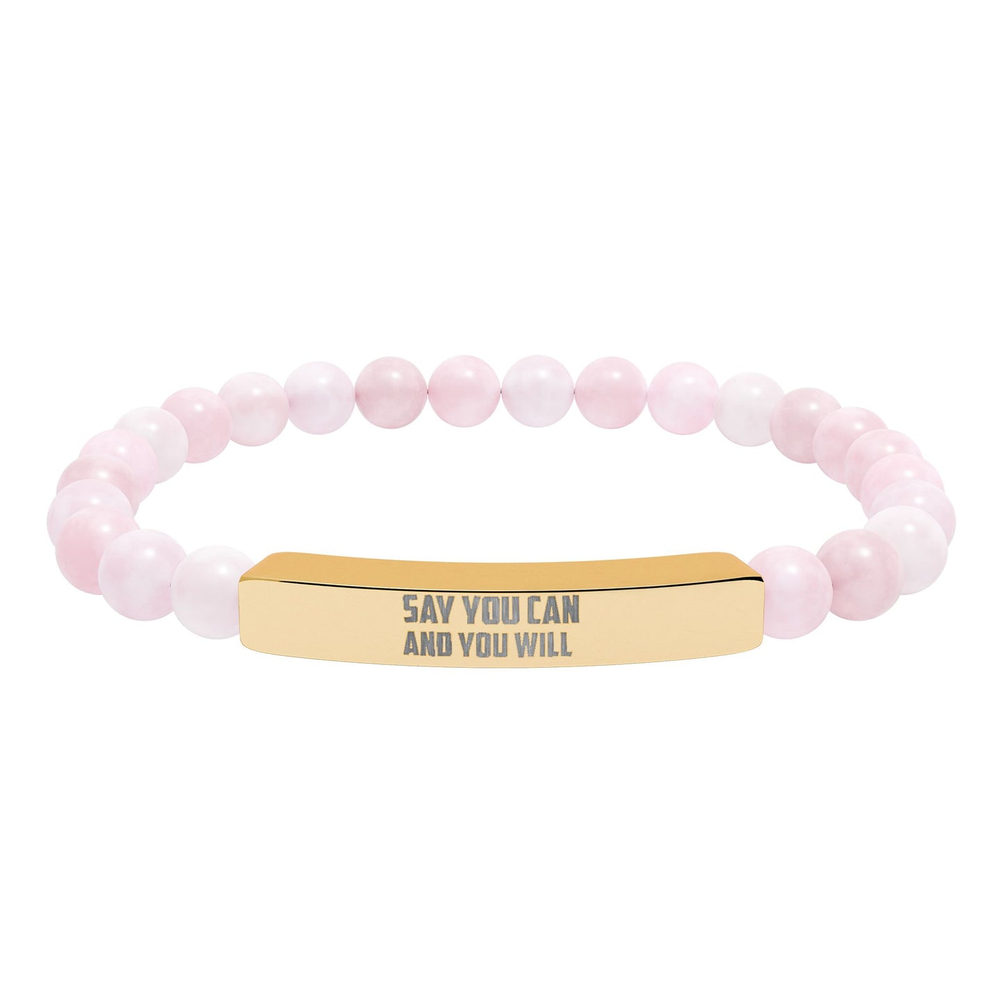 Natural Stone Stretch Bar Bracelet (Engraving)