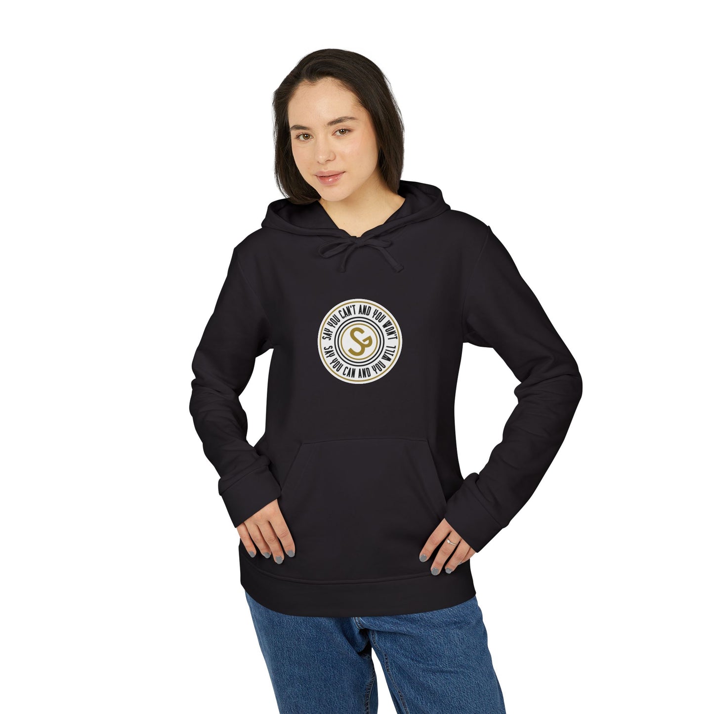 Adidas "Say You Can and You Will" Fleece Hoodie — White Casual Athletic Pullover