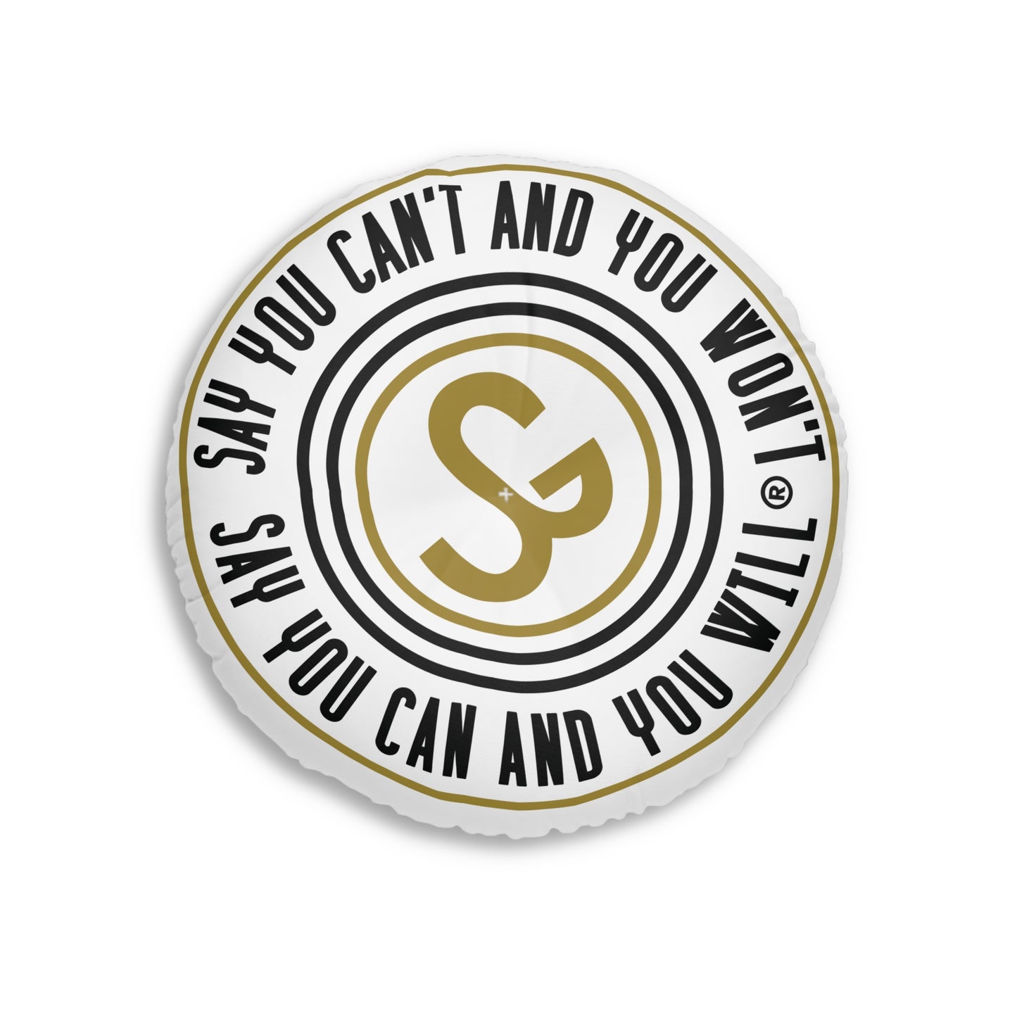 Round Motivational Tufted Floor Pillow - "Say You Can and You Will"