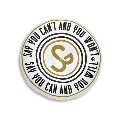 Round Motivational Tufted Floor Pillow - "Say You Can and You Will"