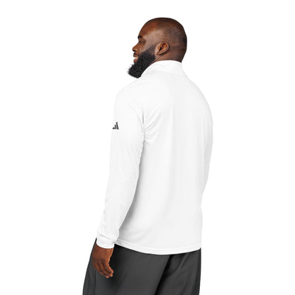 Embroidered Quarter-Zip Pullover — White Performance Adidas Pullover "Say You Can and You Will"