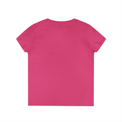 Ladies' V-Neck T-Shirt — Retro Gold Seal 'S' Emblem