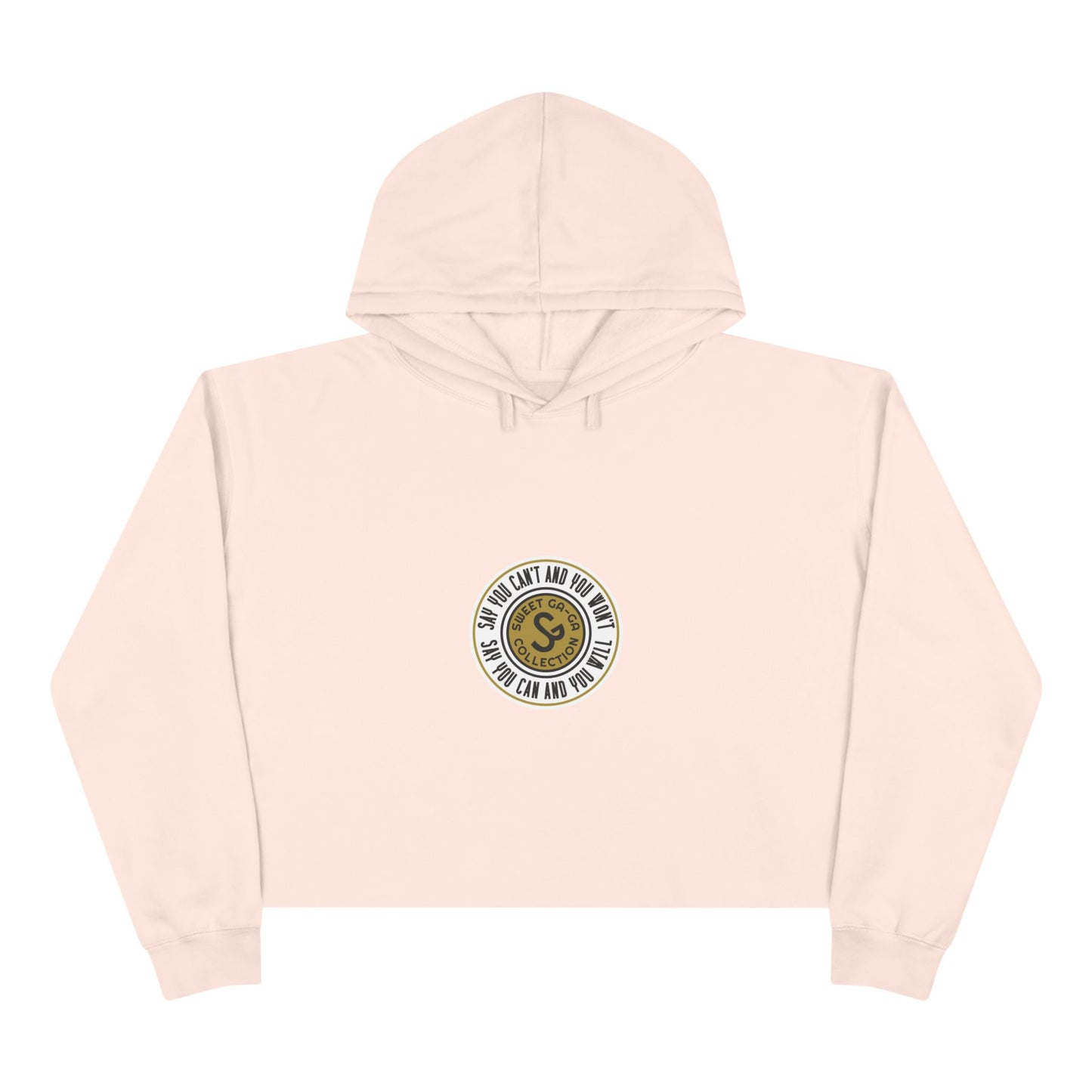 Cropped Hoodie — Minimal Gold Seal Logo, Casual Streetwear