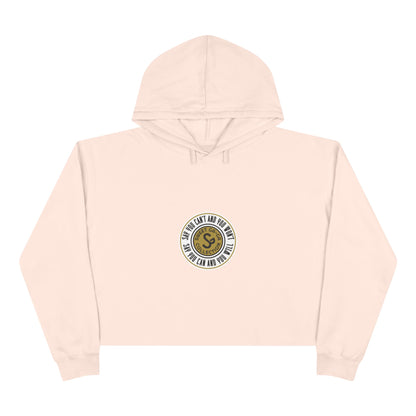 Cropped Hoodie — Minimal Gold Seal Logo, Casual Streetwear