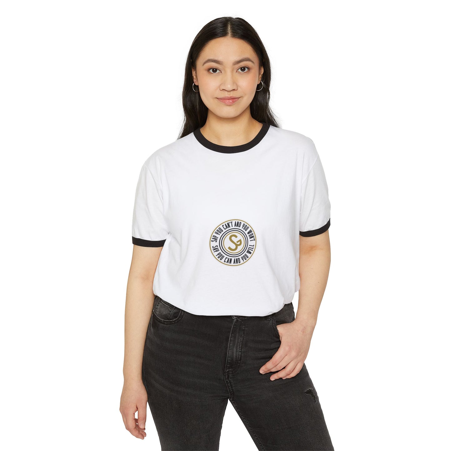 Unisex Cotton Ringer T-Shirt - "Say You Can and You Will"