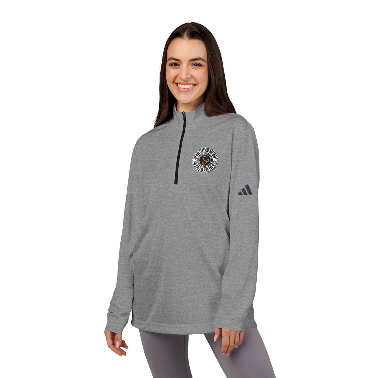 Embroidered Quarter-Zip Pullover — White Performance Adidas Pullover "Say You Can and You Will"