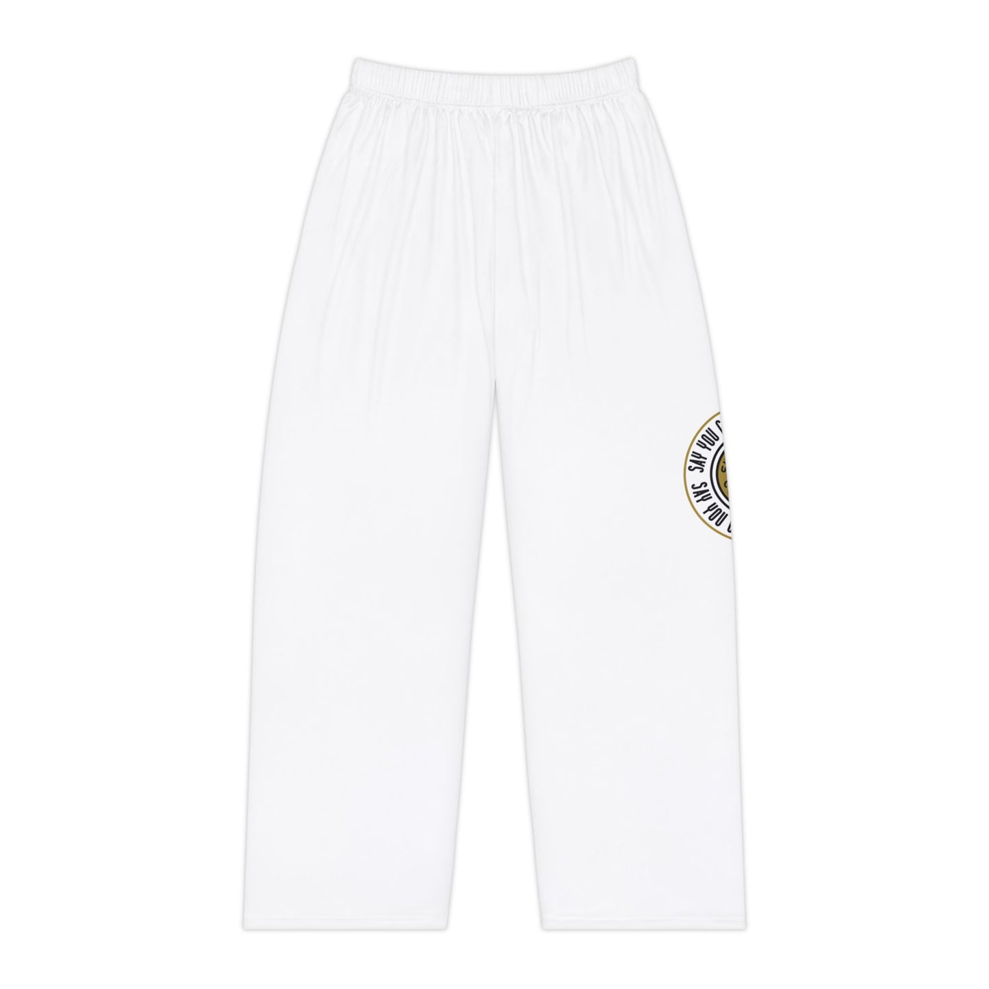 Women's Pajama Pants — White Cozy Lounge Pants with Gold Compass Emblem