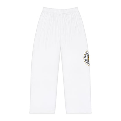 Women's Pajama Pants — White Cozy Lounge Pants with Gold Compass Emblem