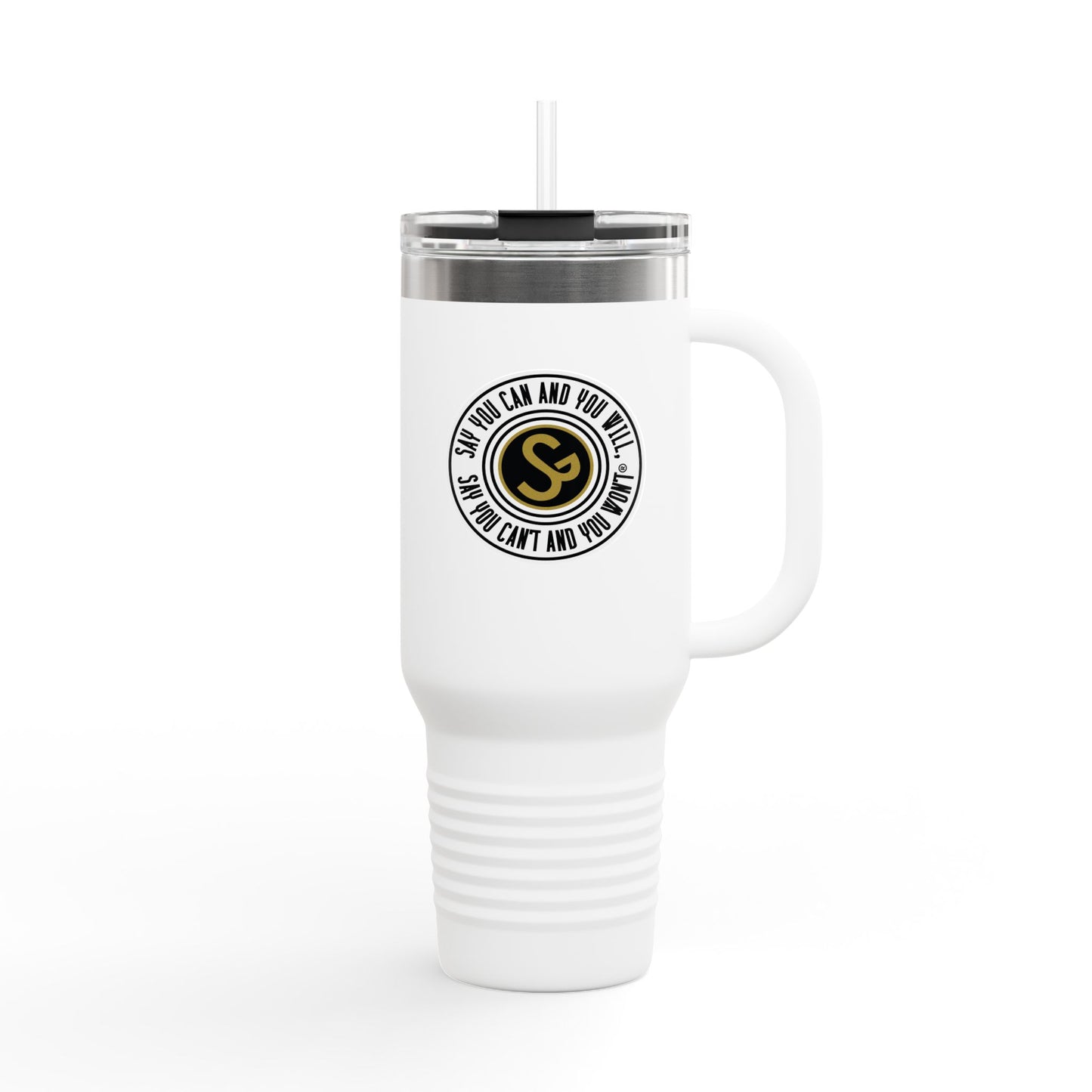 40oz Stylish Insulated Travel Mug, 40oz - "Say You Can and You Will"