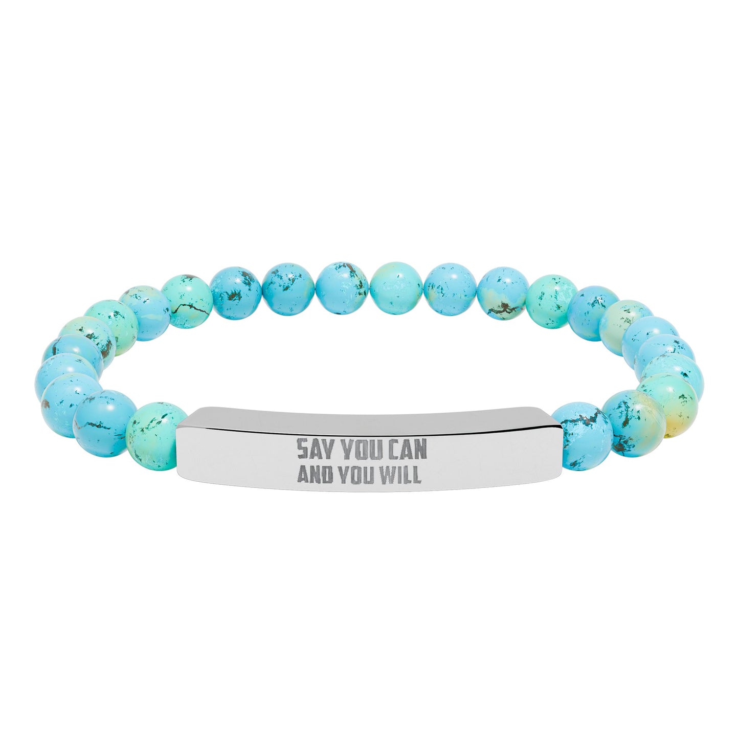 Natural Stone Stretch Bar Bracelet (Engraving)