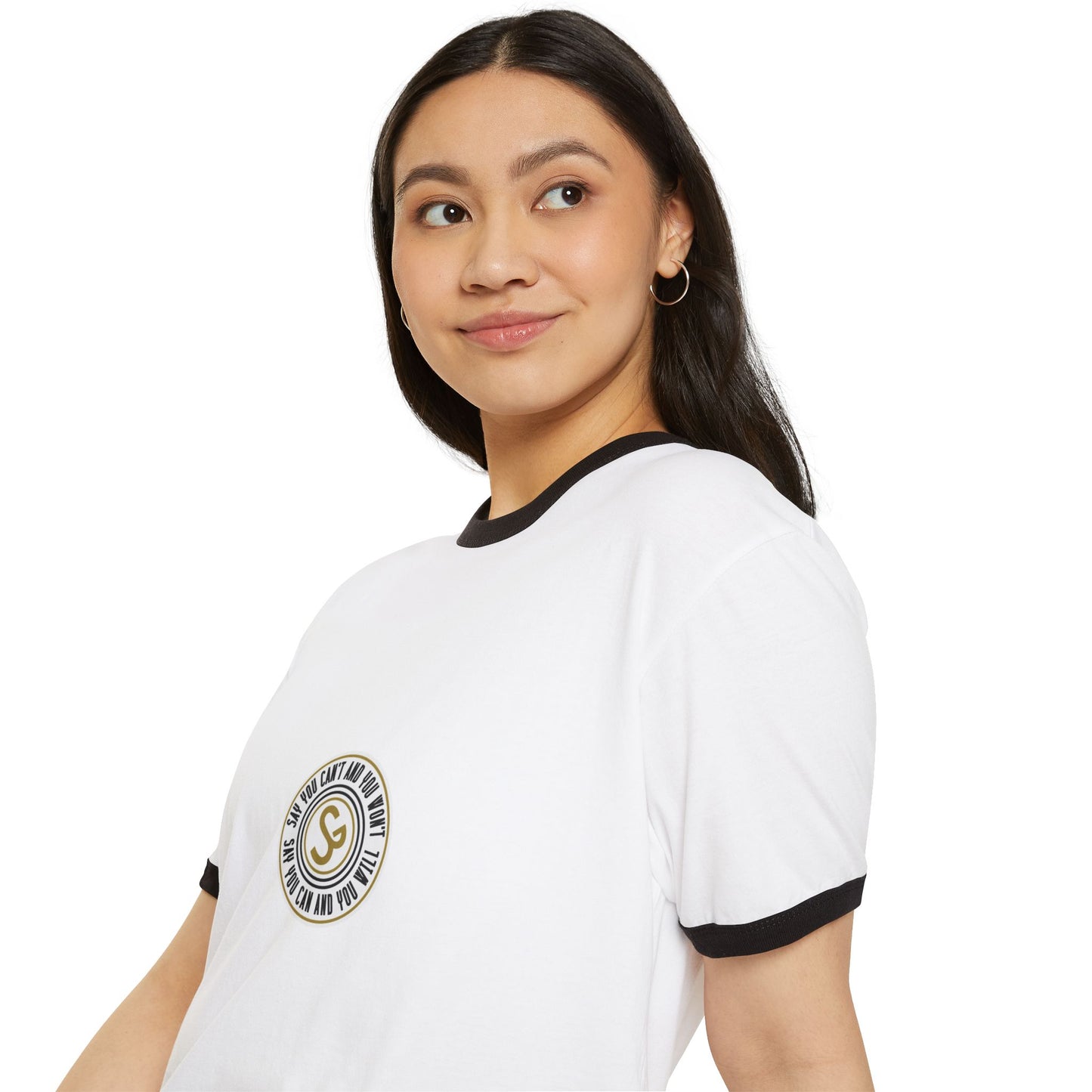Unisex Cotton Ringer T-Shirt - "Say You Can and You Will"