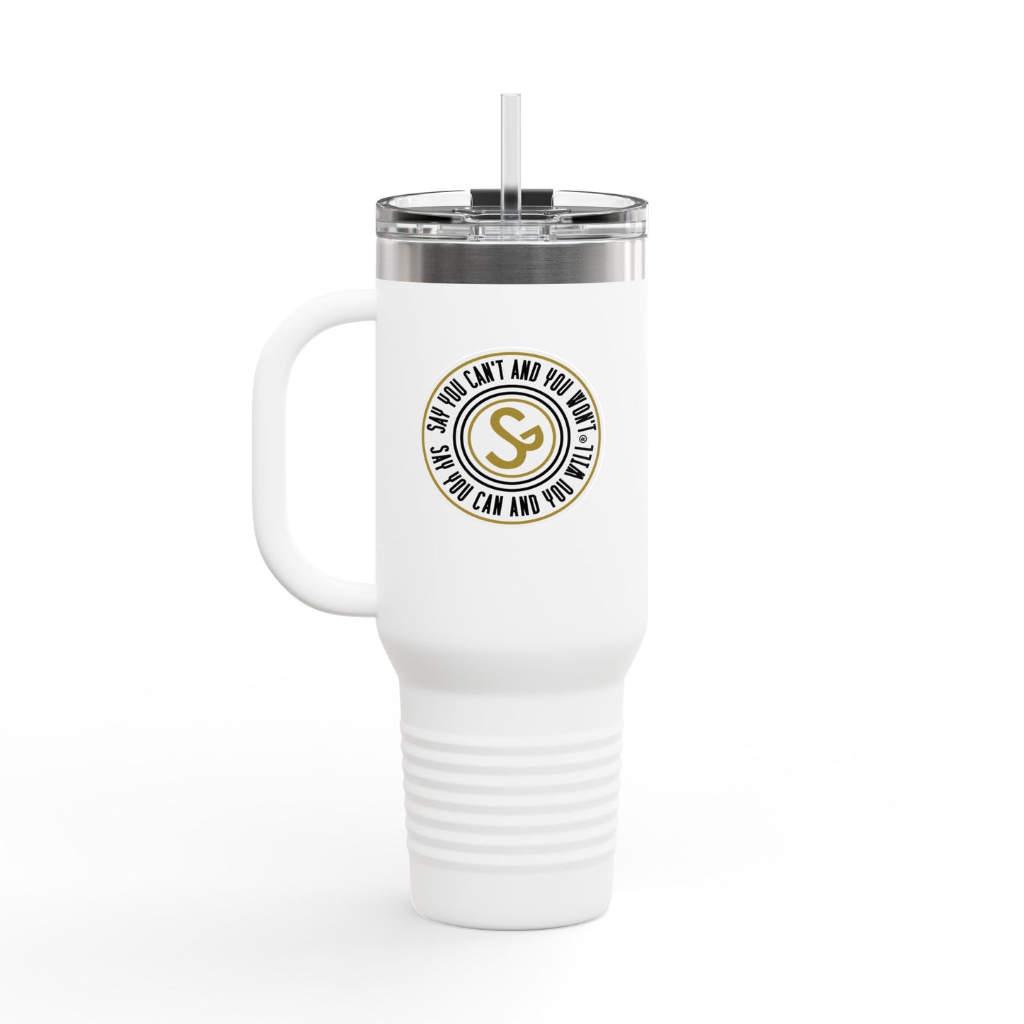 40oz Stylish Insulated Travel Mug, 40oz - "Say You Can and You Will"