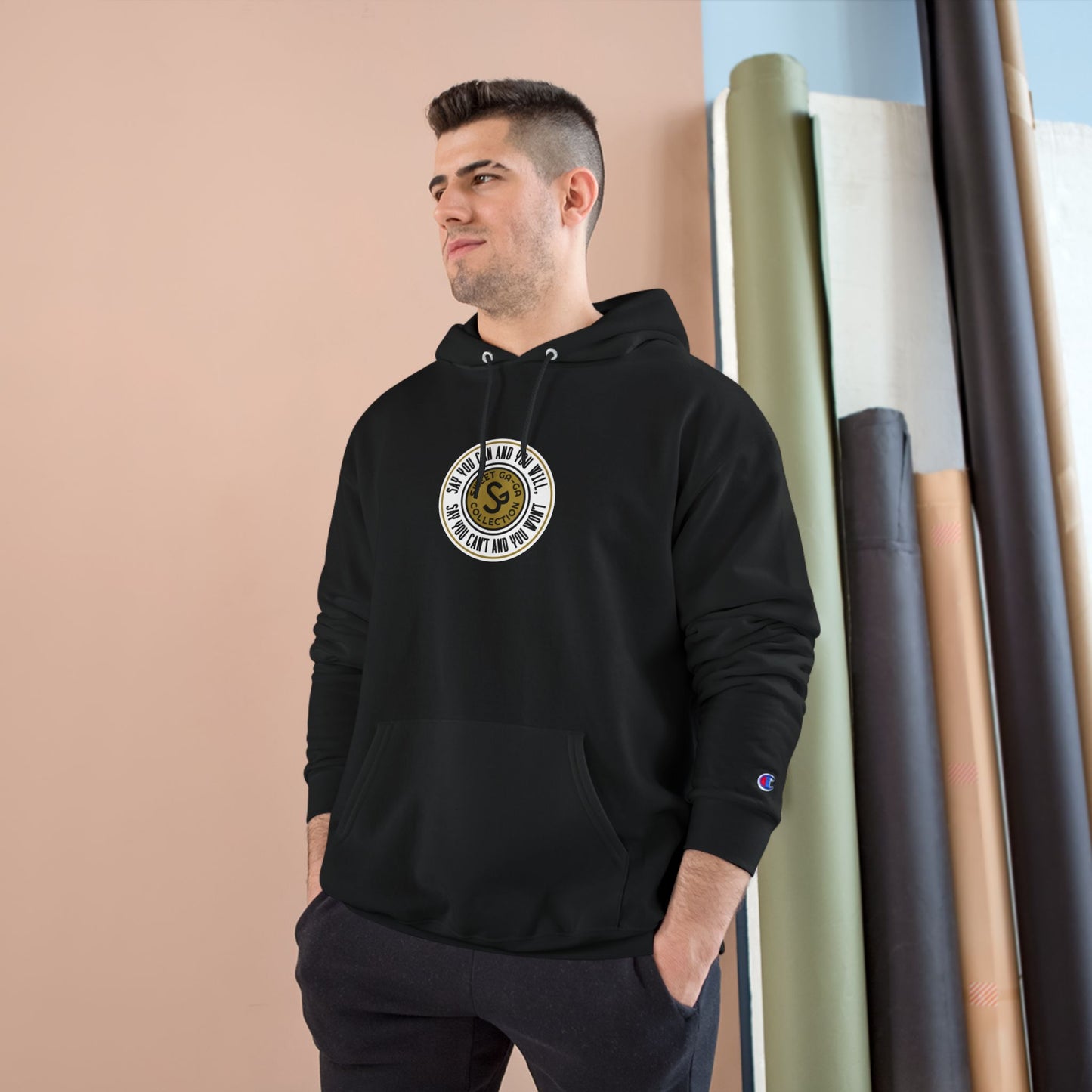 Champion Hoodie — Vintage-Inspired Circular Logo Hoodie