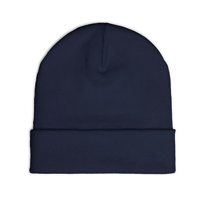 Embroidered Compass Logo Knit Beanie — Minimal Outdoor Winter Hat