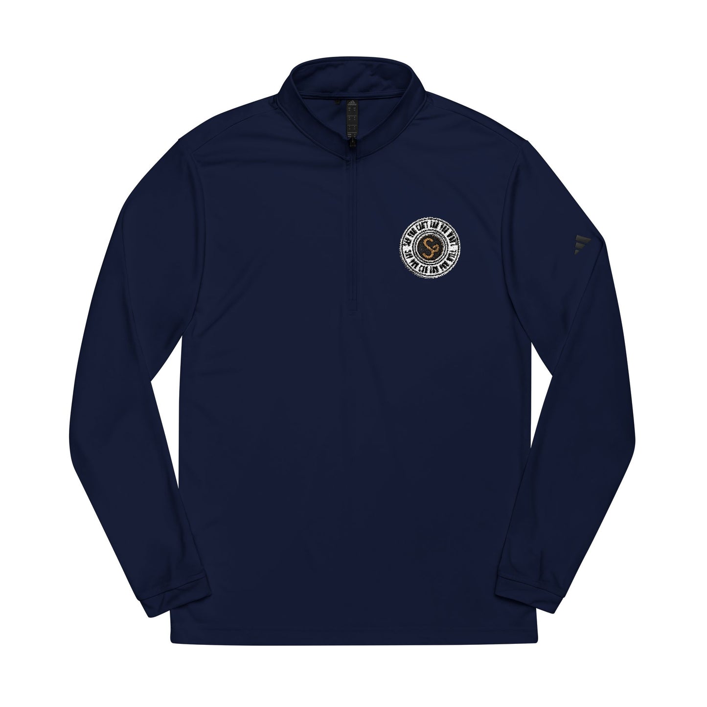 Embroidered Quarter-Zip Pullover — White Performance Adidas Pullover "Say You Can and You Will"
