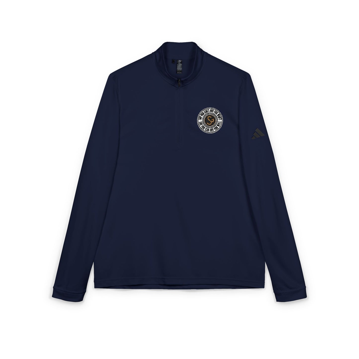 Embroidered Quarter-Zip Pullover — White Performance Adidas Pullover "Say You Can and You Will"