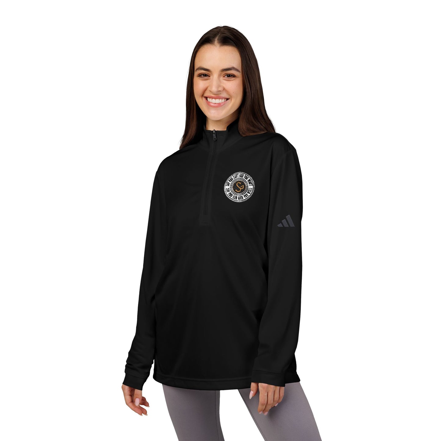 Embroidered Quarter-Zip Pullover — White Performance Adidas Pullover "Say You Can and You Will"