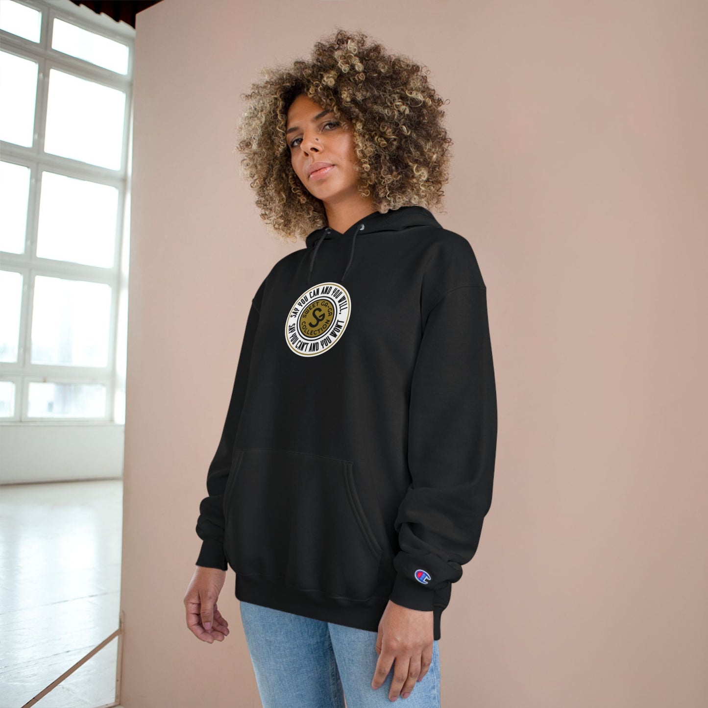 Champion Hoodie — Vintage-Inspired Circular Logo Hoodie
