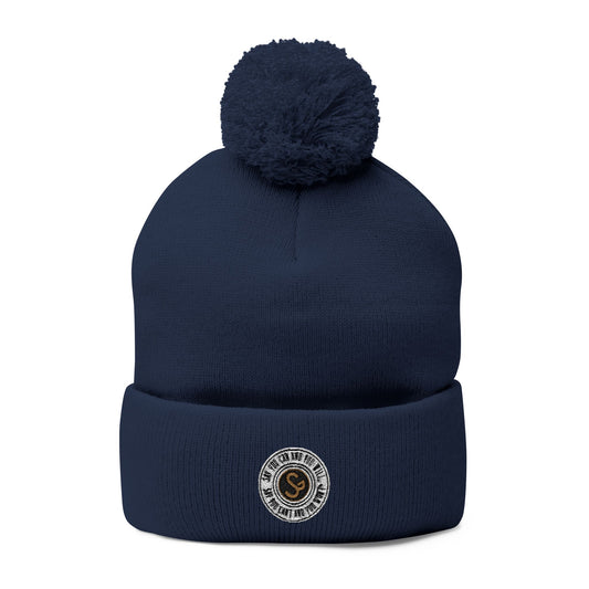 Pom-Pom Knit Cap - "Say You Can and You Will"