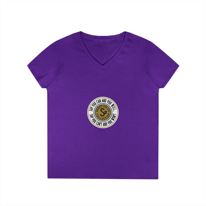 Ladies' V-Neck T-Shirt — Retro Gold Seal 'S' Emblem